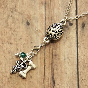 Veterinarian and Dog Bone Vet Caduceus Silver Charm Necklace