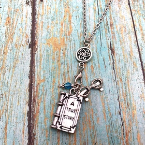 Book Club Charm Necklace, Writer Author Silver Charm Necklace, Book Worm Charm Necklace