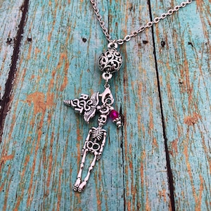 Radiology X-Ray Tech Chiropractor Skeleton & Caduceus Silver Charm Necklace