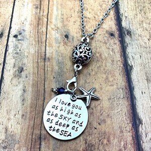 I Love You As Deep As High As The Sky and As Deep As The Sea Charm Necklace