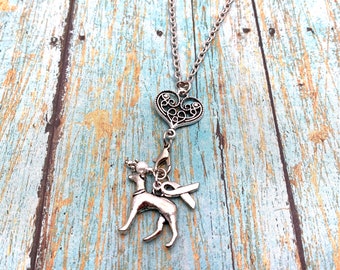 Greyhound Love Rescue Awareness Silver Charm Necklace with Three Charms