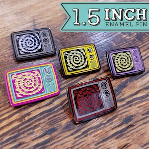 Hypno TV Glow In The Dark & Glitzer Emaille Pins