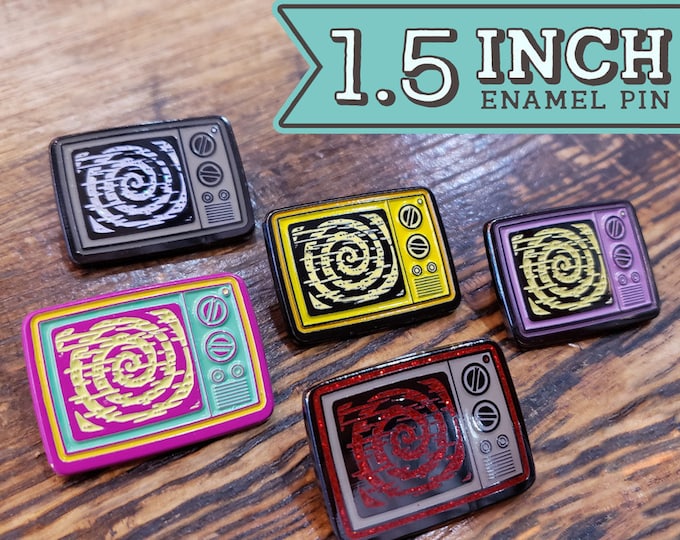Hypno TV Glow In The Dark & Glitter Enamel Pins