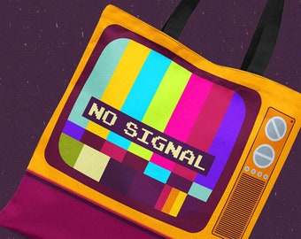 No Signal TV Test Pattern - Reusable Canvas Tote Bag