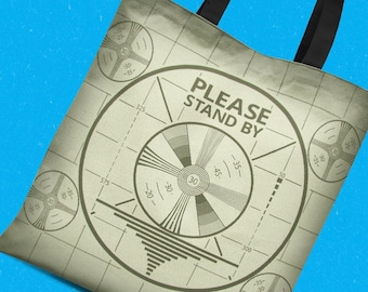 Please Stand By TV Test Pattern - Reusable Canvas Tote Bag