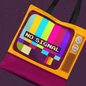 No Signal TV Test Pattern - Reusable Canvas Tote Bag