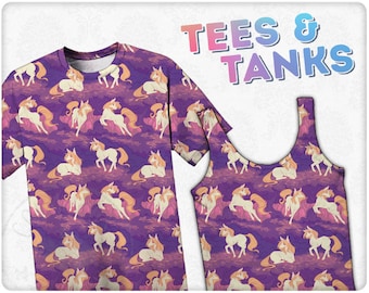 Koszulka z nadrukiem leśnego jednorożca na całej powierzchni (dostępna w różnych rozmiarach)