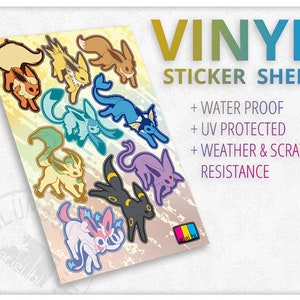 Eeveelutions Vinyl Sticker Set - Laptop Stickers - Water Bottle Stickers - Sticker Sheet