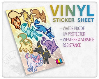 Eeveelutions Vinyl Sticker Set - Laptop Stickers - Water Bottle Stickers - Sticker Sheet