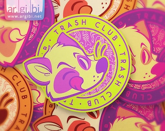 Trash Club Raccoon Cartoon Vinyl Sticker