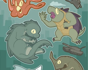Kaiju Strange Beast Vinyl Sticker Set
