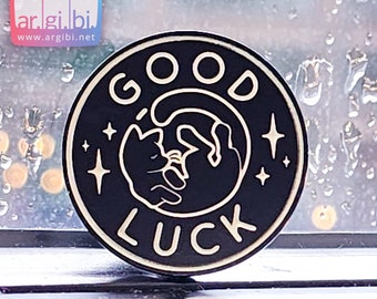 Good Luck Black Cat Glow in the Dark Enamel Pin