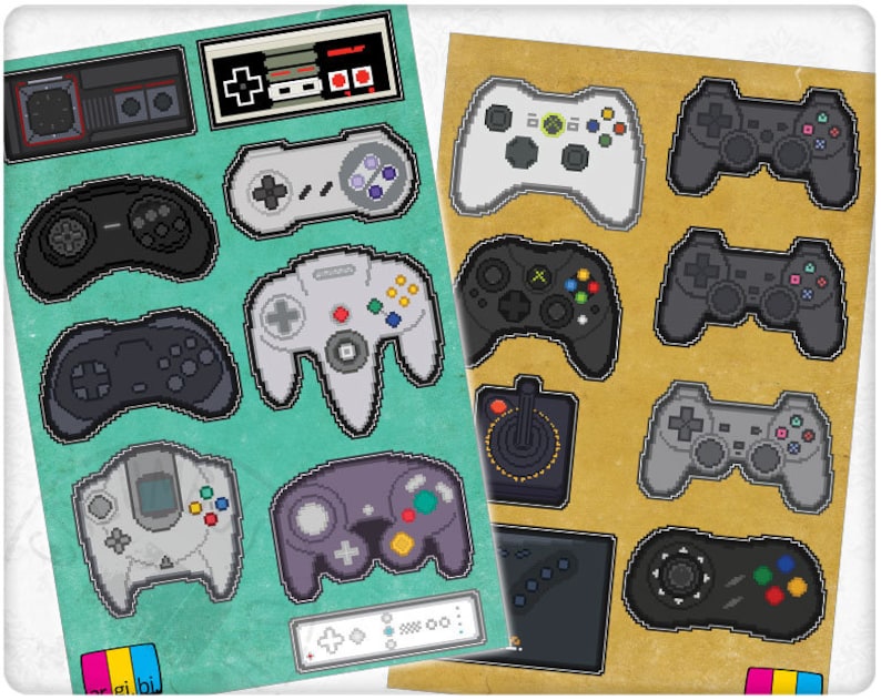 Pixel Gamer Vinyl Stickers Sticker Sheet Laptop Sticker - Etsy