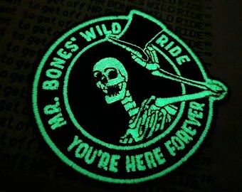 Tactical Morale Patch Mr Bone's Wild Ride for EDC Military Gear Embroidered Velcro  Patches the Ride Never Ends Military Patches Skeleton 