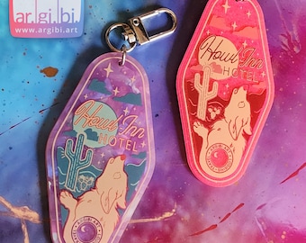 Howl Inn Wolf Retro Hotel Keychain