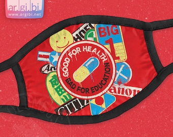 LAST CHANCE - Akira Sticker Bomb Graffiti - Reusable Face Mask with Pocket for Filters