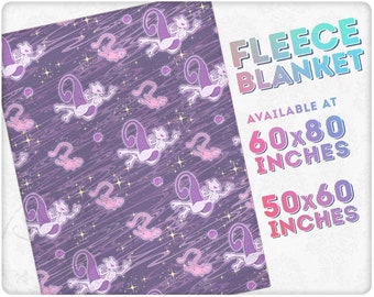 Mew and Mewtwo Inspired Fleece Throw Blanket