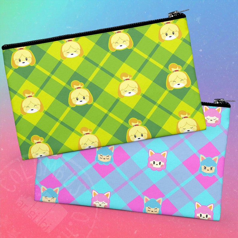 Animal Crossing Zipper Pouch Isabelle Reese & Cyrus Etsy