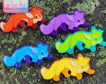 Rainbow Fox Enamel Pins