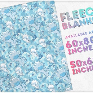 Alolan Vulpix and Ninetales Inspired Fleece Throw Blanket