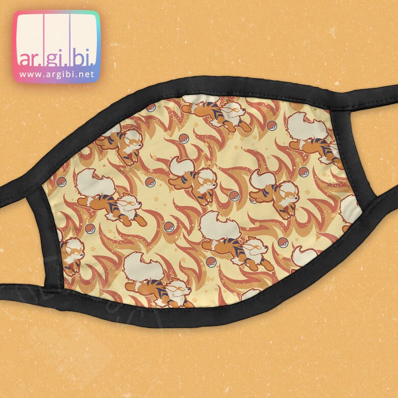 Growlithe and Arcanine - Reusable Face Mask with Pocket for Filters
