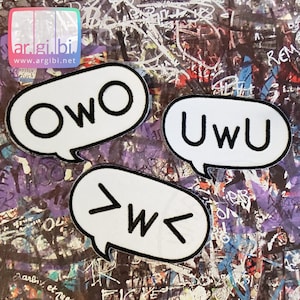 Emoticon Speech Bubble  Fabric Patch - OwO | UwU | &gt;w&lt;