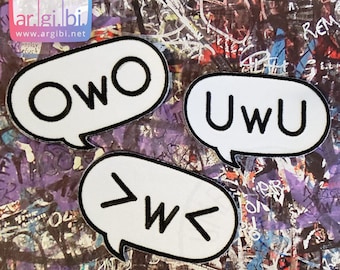 Emoticon Speech Bubble  Fabric Patch - OwO | UwU | >w<