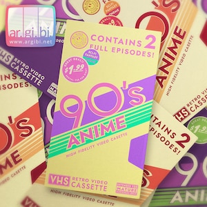 90&#39;s Anime VHS Vaporwave Vinyl Sticker - Laptop Stickers - Water Bottle Stickers - Car Decal
