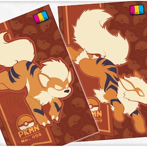 Arcanine and Growlithe Vinyl Sticker