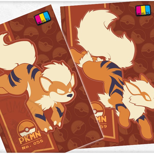 Arcanine and Growlithe Vinyl Sticker