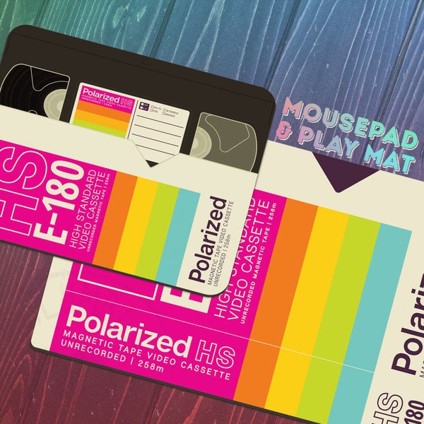 Polarisierte VHS Dampfwelle Mousepad | Schreibtischunterlage | Krabbeldecke