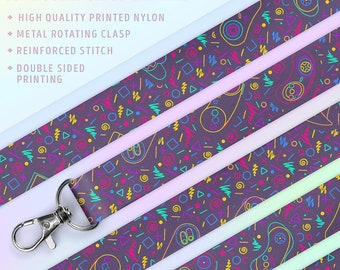 Retro Arcade Pattern Lanyard