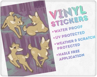 Fawn Vinyl Sticker Sheet - Laptop Sticker - Water Bottle Sticker