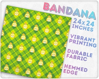 24" Animal Crossing Isabelle Bandana, Headband, Face Covering, Scarf, 100% Polyester