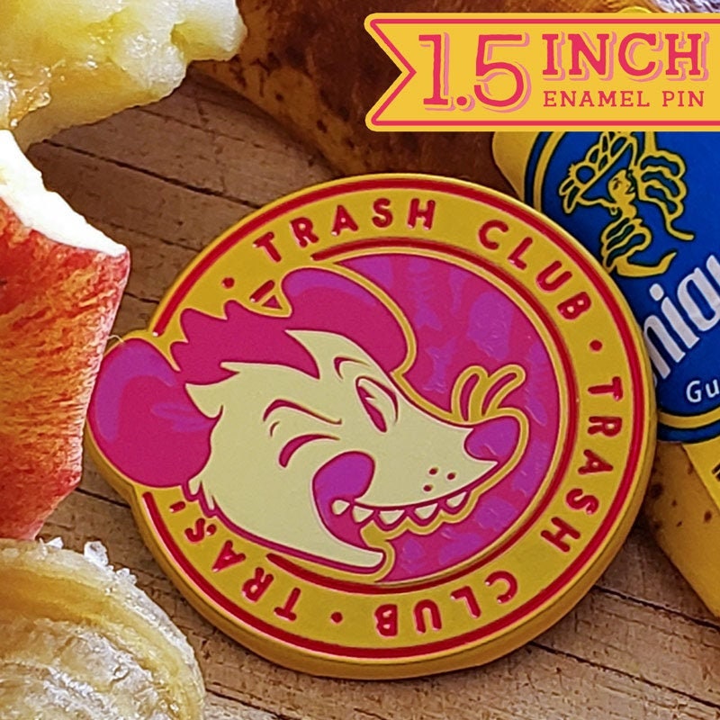 Trash Club Possum Cartoon Enamel Pin