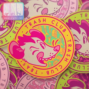 Trash Club Opossum Cartoon Vinyl Sticker