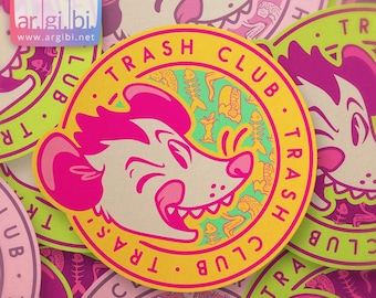 Trash Club Opossum Cartoon Vinyl Sticker