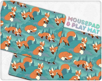 Forest Fox Pattern Mousepad | Deskmat | Playmat