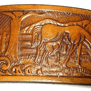 THIN HAIR Leather hair barrette - Ponytail Barrette Horse Design - Leather Hair Holder with Stick- BT 2457