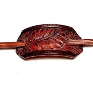 THIN HAIR Leather hair barrette - Ponytail Barrette for Thin hair - Leather Hair Holder with Stick- BT 2102