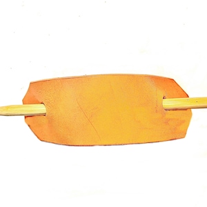 Leather Ponytail Barrette with Stick-Natural Leather Hair Barrette-Ponytail Holder-Plain Leather Hair Clip-Natural Color BT 2013