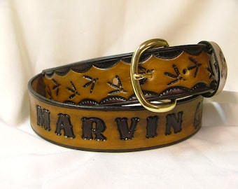 Handmade Deluxe Leather Belt "Wild Turkey" - Great Gift for the Turkey Hunter  - 1 1/2" Wide.  - No. B 3035A