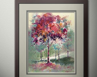 The Colors of Fall - ORIGINAL - UNFRAMED - Watercolor Painting by Michael David Sorensen. Fall Colors Wall Decor. Tree Art.