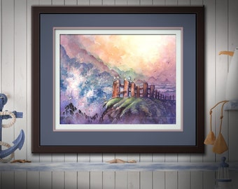 Seagull Giclee Print, Whimsical Coastal Wall Art