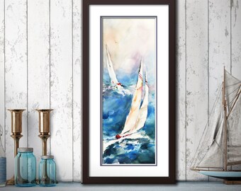 America&#39;s Cup Sailing Wall Art, Sailing Art PRINT, Sailing Wall Decor, Sailing Boat Art, Sailboat Wall Art, Nautical Artwork Sailboat Print