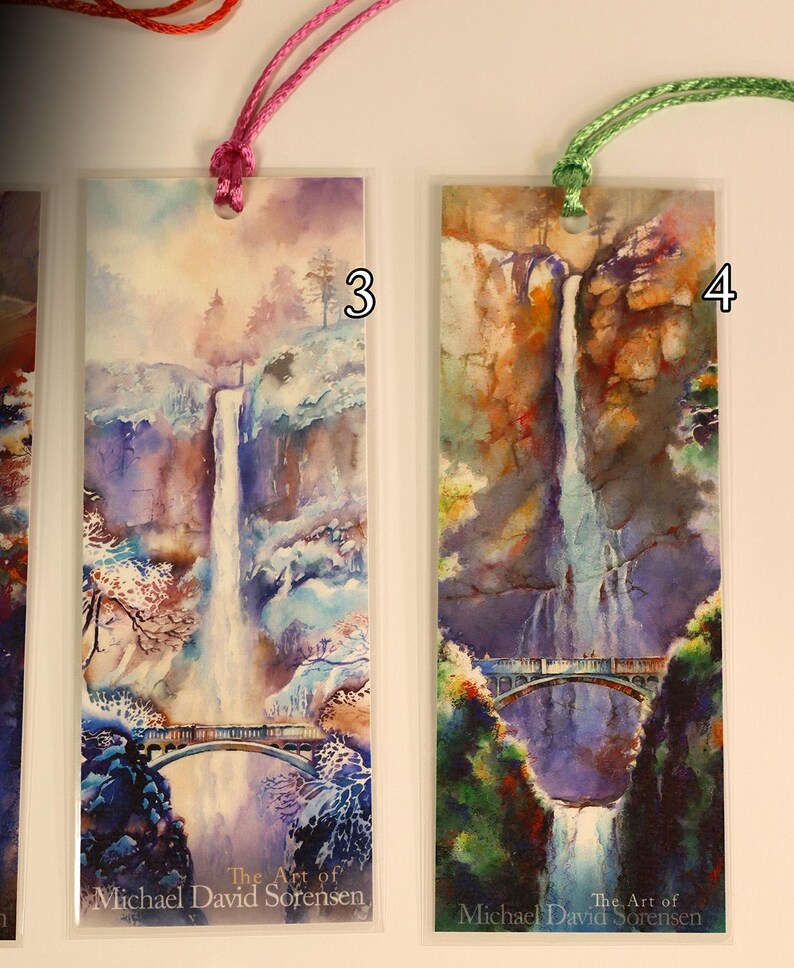 Multnomah Falls Watercolor Bookmarks, Laminated Pacific Northwest Art ...