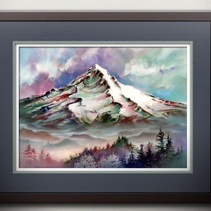 Mt Hood PRINT, Mount Hood Wall Art, Oregon Gifts, Mt Hood Oregon Mountain Painting, Pacific Northwest Art. Oregon Wall Decor, Mount Hood OR