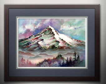 Mt Hood PRINT, Mount Hood Wall Art, Oregon Gifts, Mt Hood Oregon Mountain Painting, Pacific Northwest Art. Oregon Wall Decor, Mount Hood OR