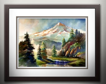 Mount Hood Wall Art, Mt Hood PRINT, Mt. Hood Wall Decor. Pacific Northwest Gift, Oregon Mountain Painting, Mt Hood Decor, Oregon Wall Art