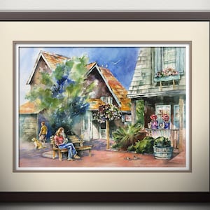 Book Lover Wall Art, Bookworm Reading in Cannon Beach, Oregon Watercolor PRINT. Bookworm Art. Gift for Book Lover. Reading Gifts for Women.